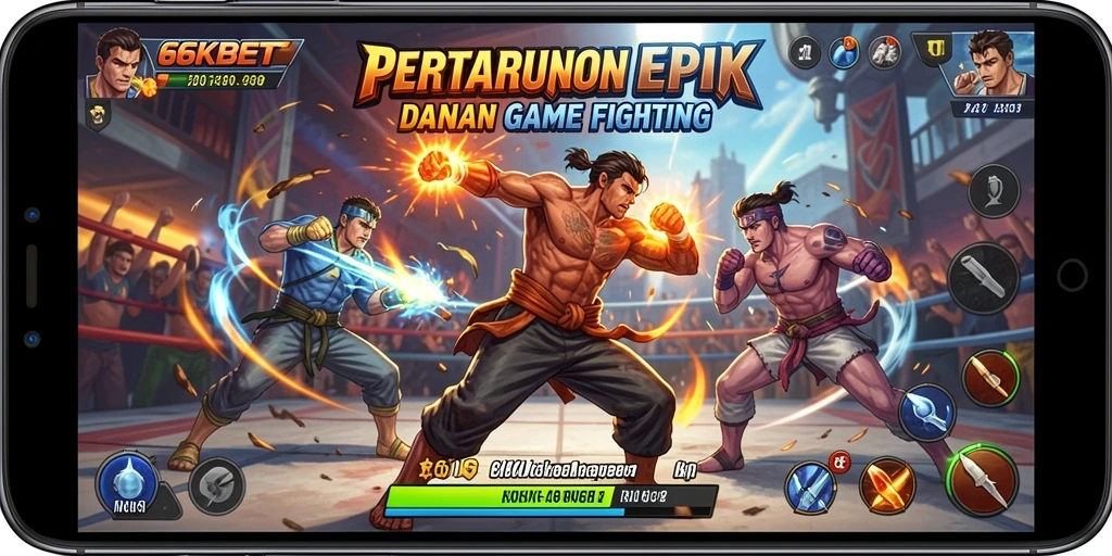 Screenshot gameplay 66KBET menampilkan aksi pertarungan yang mendebarkan.