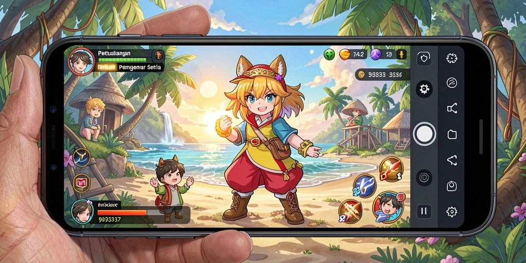 Tampilan gameplay dari 93337 yang penuh warna dan menarik.