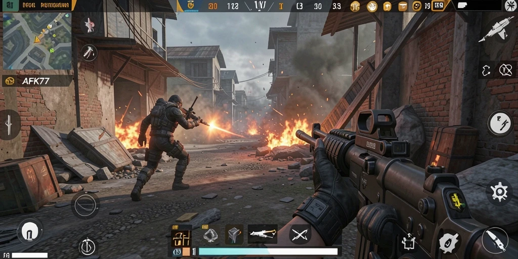 Gameplay menegangkan di AFK77 dengan aksi FPS yang intens.