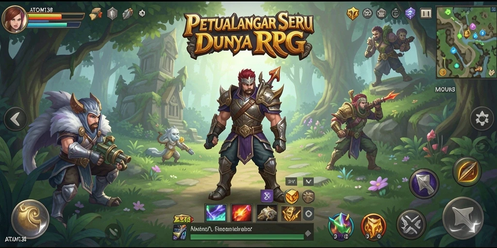 Screenshot menunjukkan gameplay RPG yang mendebarkan di ATOM138.