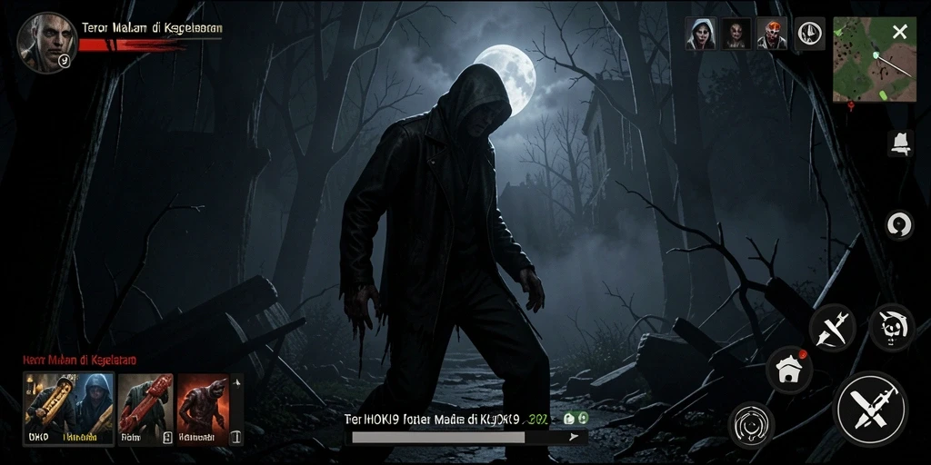 Tampilan gameplay HOKI9 dengan suasana horor yang menakutkan.