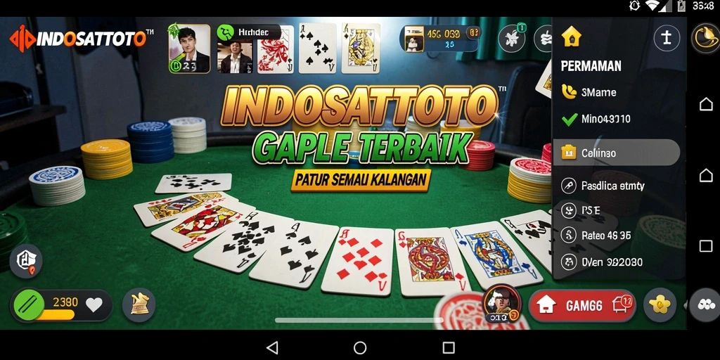 Screenshot INDOSATTOTO menampilkan suasana permainan Gaple yang seru.