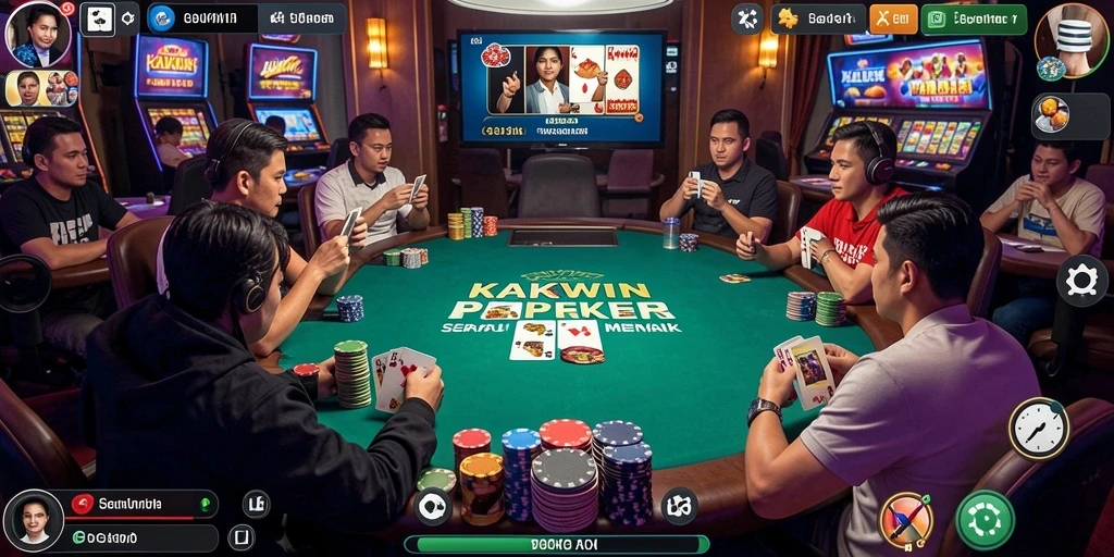 Tampilan gameplay KAKWIN yang mendebarkan saat bermain Poker.