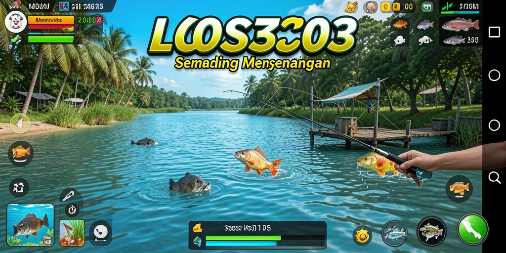 Screenshot gameplay LOS303 menampilkan aksi memancing yang seru.
