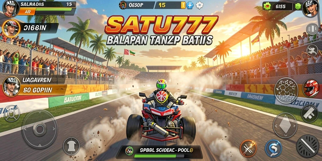 Screenshot gameplay SATU77 menampilkan aksi balap yang mendebarkan.