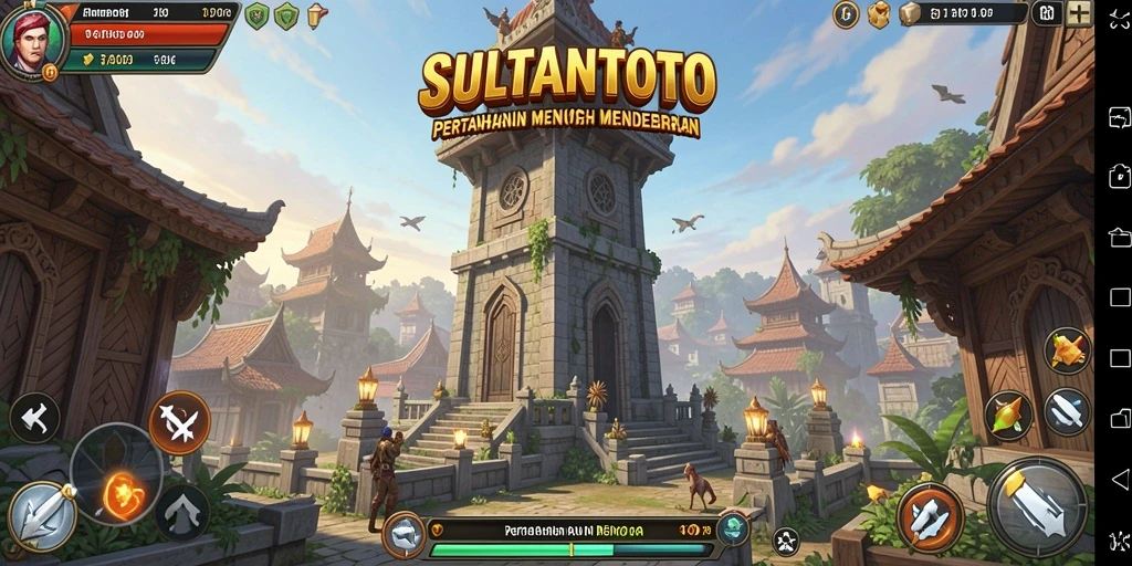 Tampilan menara dan musuh dalam SULTANTOTO saat gameplay tower defense.